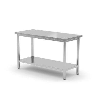 Středový stůl s policí – přišroubovaný, HENDI, Profi Line, 1400x700x(H)850mm | 810729